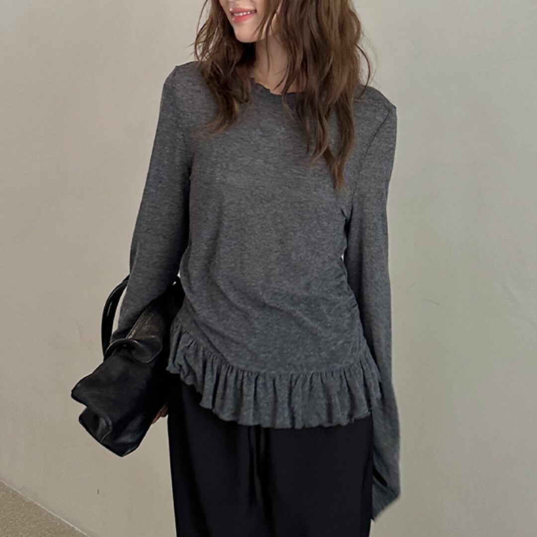 シアーヘムフリルカットソー T0190