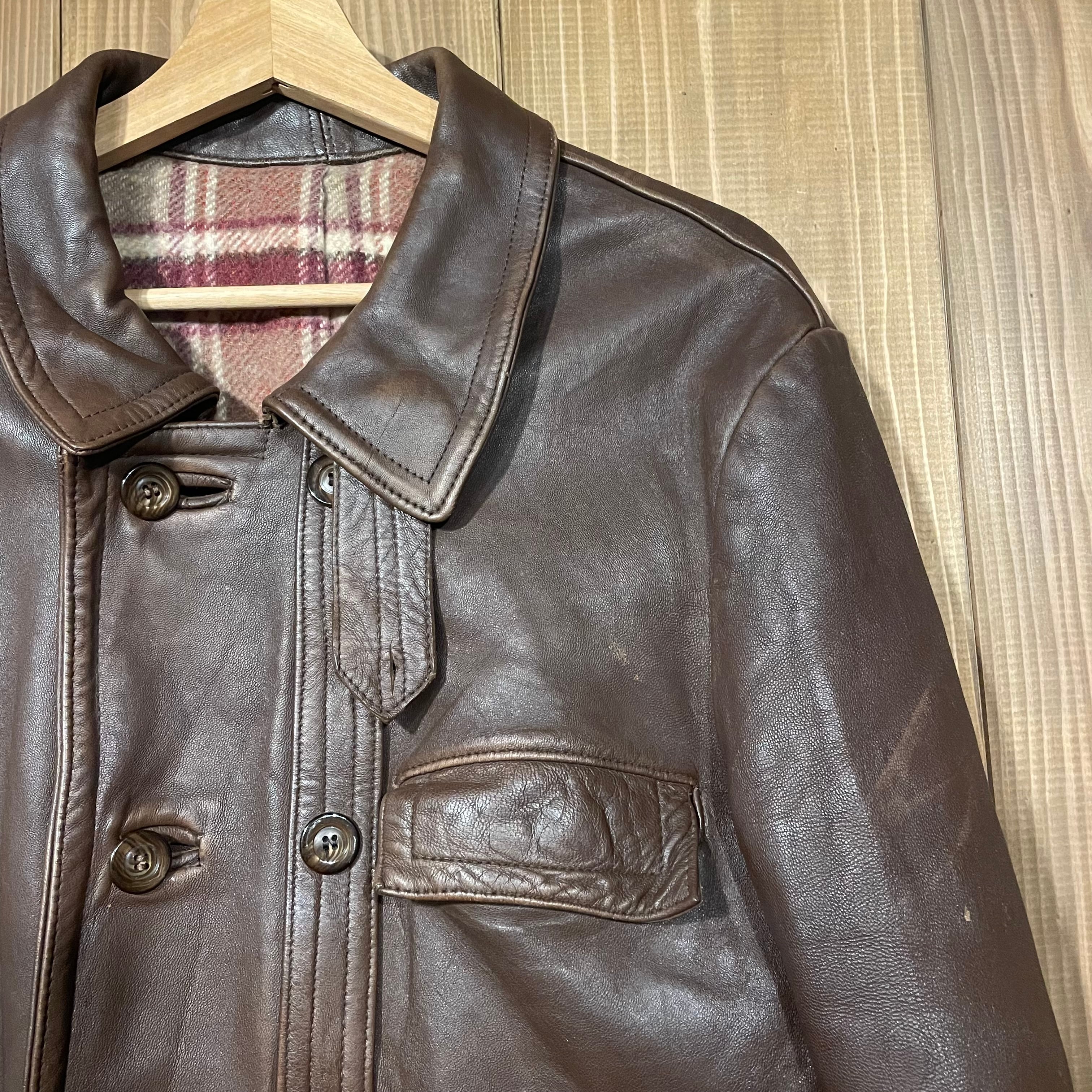 70s GVF IMPERCUIR フランス製 コルビジェジャケット レザー襟 L