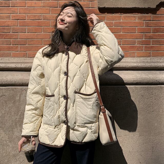 予約商品】ラペル ダウンジャケット キルティングジャケット ブルゾン