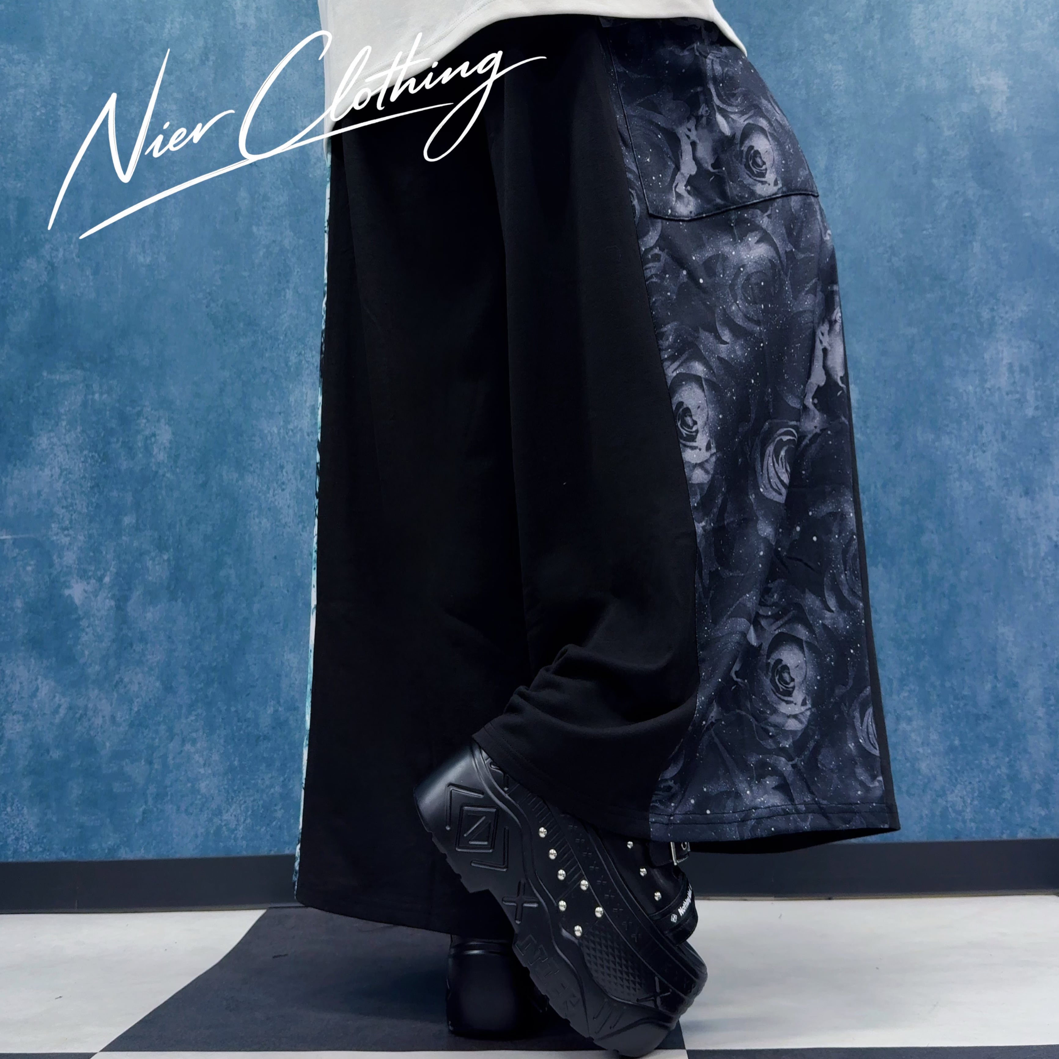 3rd day SPECIAL PRESENT】4POCKET MIX DESIGN WIDE PANTS【黒薔薇