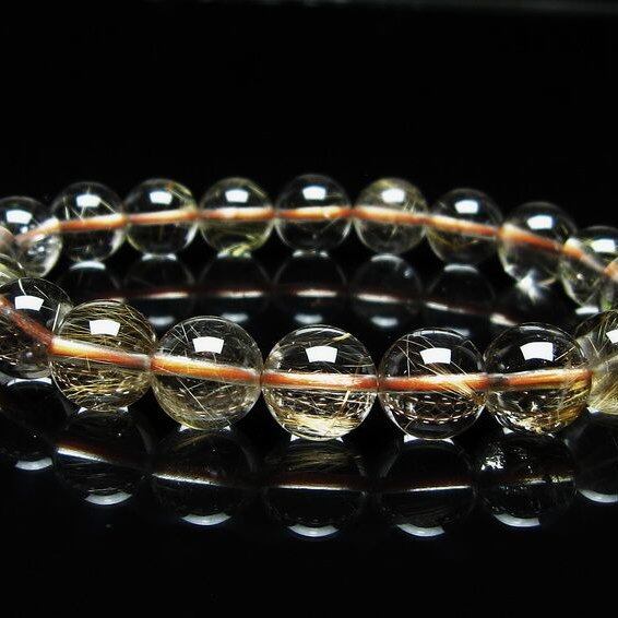 ルチルクォーツ ブレスレット 10mm タイチンルチル ブレスレット メール便可 [M便 1/10] 111-49158