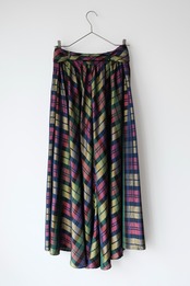 Check satin maxi skirt