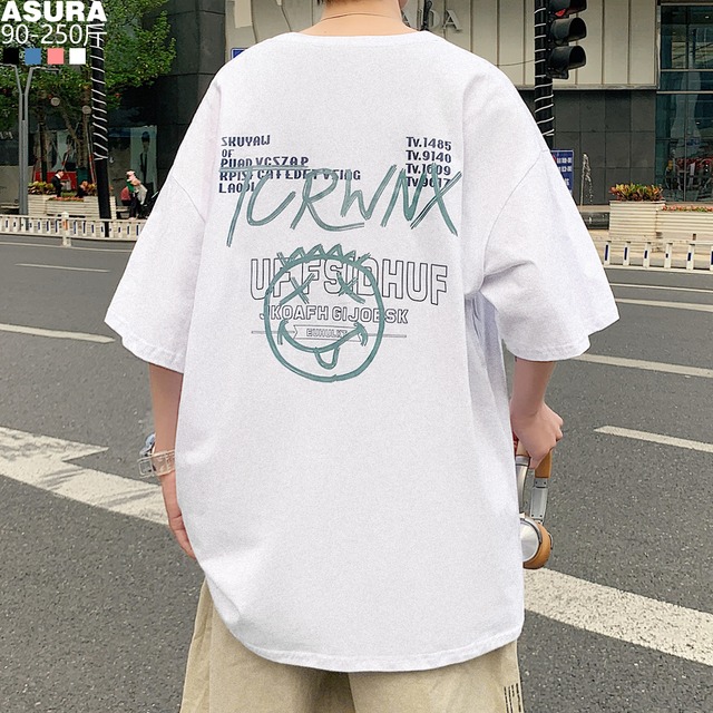 Tシャツ ルーズサマー コットン 大きめサイズ 夏物 ASURAプラスサイズメンズ76050717329