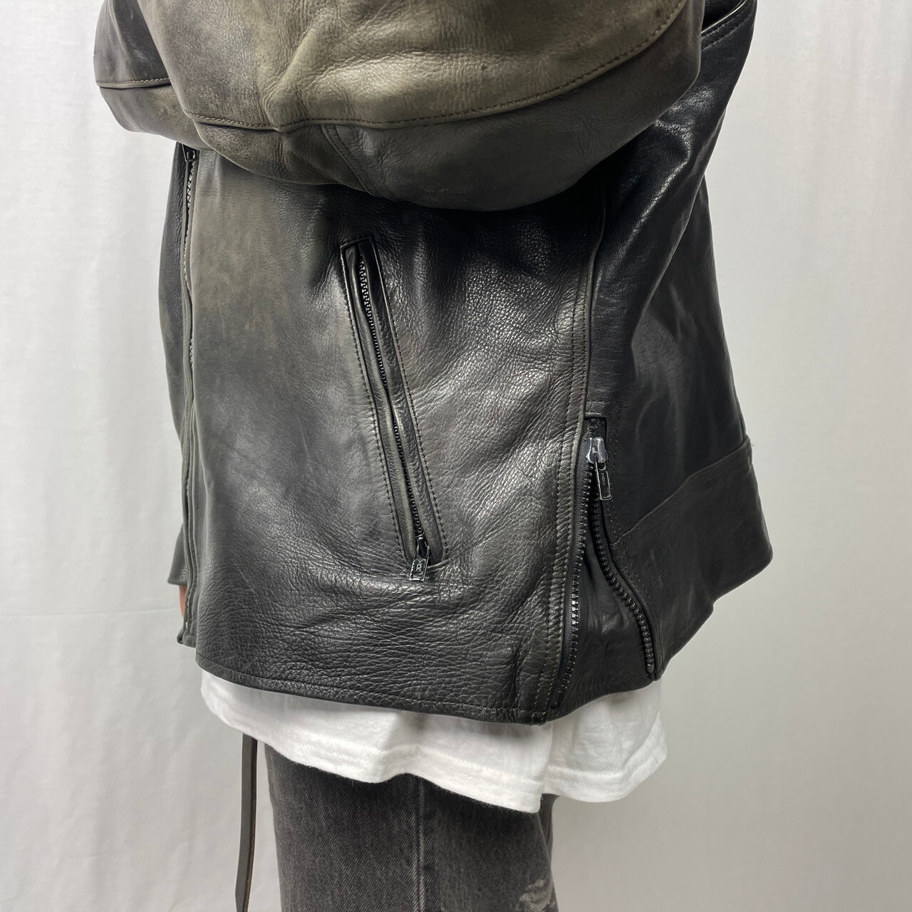 00年代 レーシング レザー シングルライダースジャケット メンズXL相当 