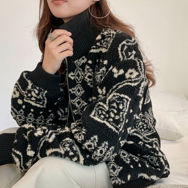 Nostalgic pattern stand-zip outerwear　2litr05959