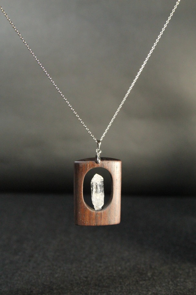 【411】長崎クリスタル ローズウッドペンダント