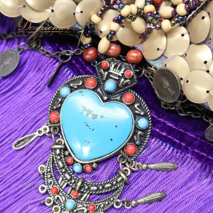 ベリーダンス トライバル 衣装 トップス ベルト セット パープル系 紫