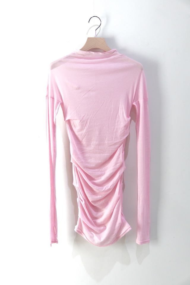 little suzie / Sheer Fries Side Tuck Top / Pink