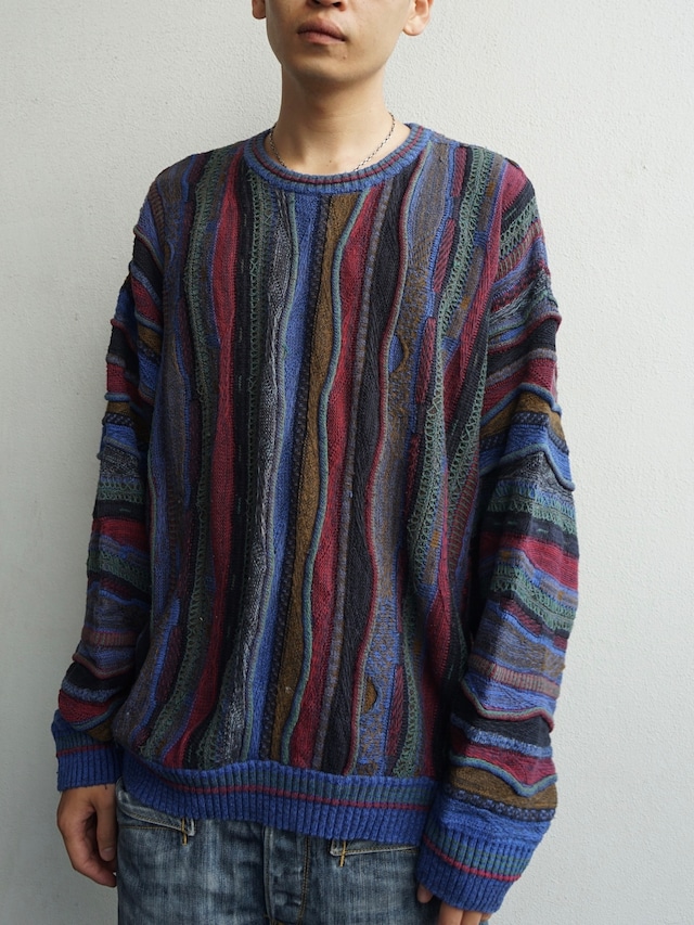 Norm Thompson Made in Italy Multicolor Abstract Pattern Crew Neck Knit Sweater