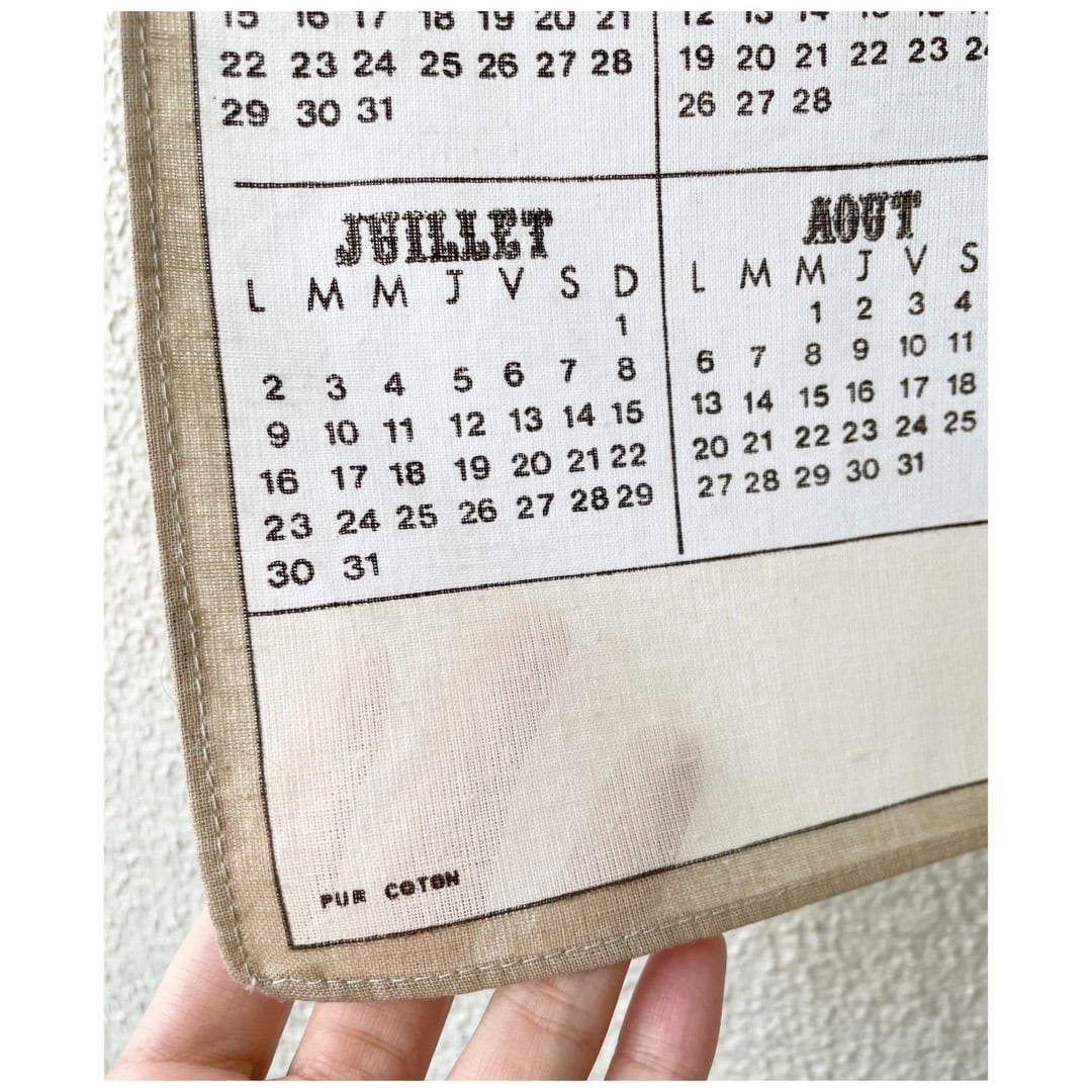 フランス買付 ヴィンテージ ファブリックカレンダー クロス