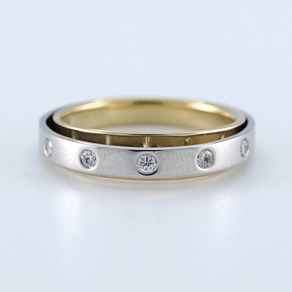 コンビリング 18金 プラチナリング】Pt900/K18 天然ダイヤモンド  