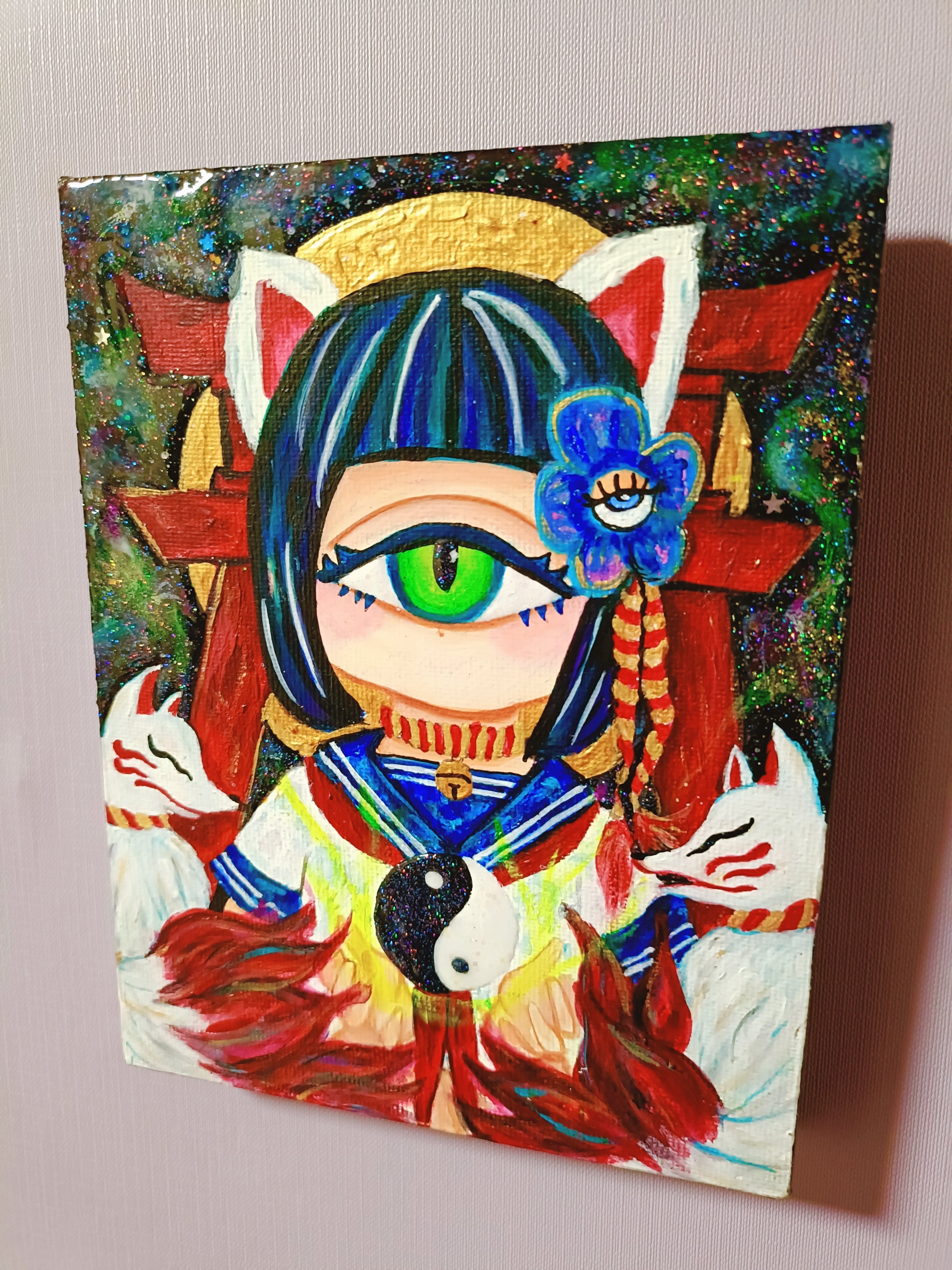 【Icono-Eye:再生】星辰の陰陽狐【現代アート·イラスト·一点物アート】 Icono-Eye:再生】星辰の陰陽狐 | Icono-Eye:Chikaオフィシャルショップ