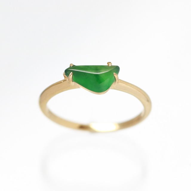 フォレストグリーン翡翠 K10YG forest green jadeite ring A貨翡翠 jd_rg1862