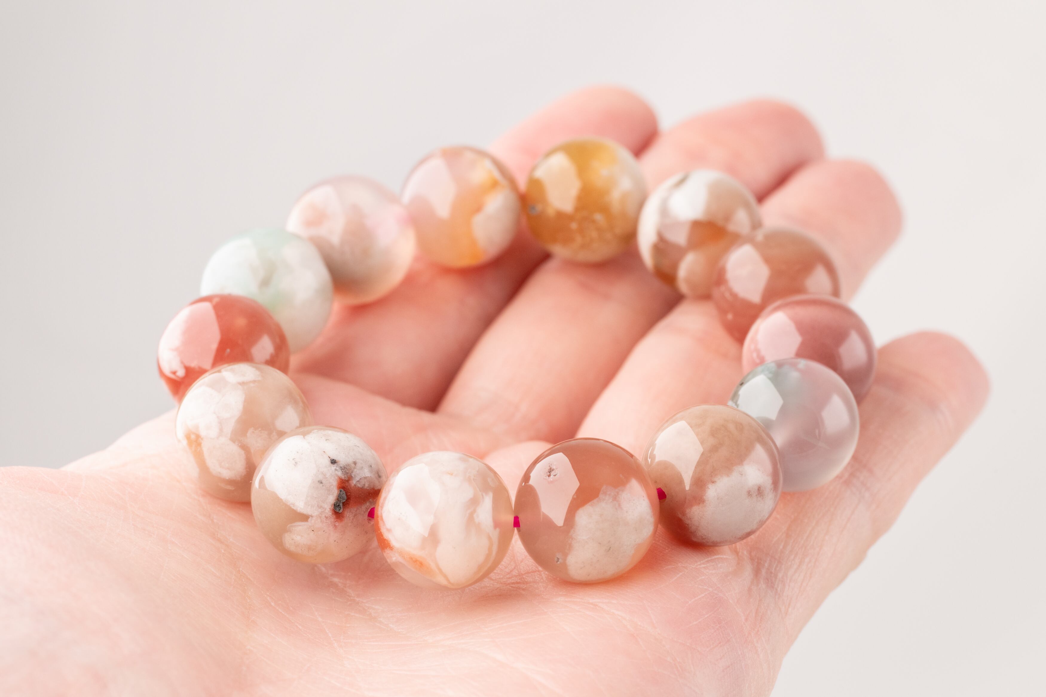 ◇一点物◇ 桜瑪瑙/チェリーブロッサムアゲート ブレスレット 14.5mm