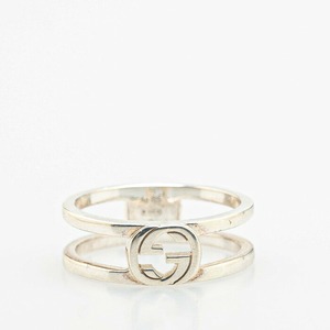 グッチ インターロッキングG オープンバンド リング 指輪 #9 SV925 シルバー レディース GUCCI 【中古】