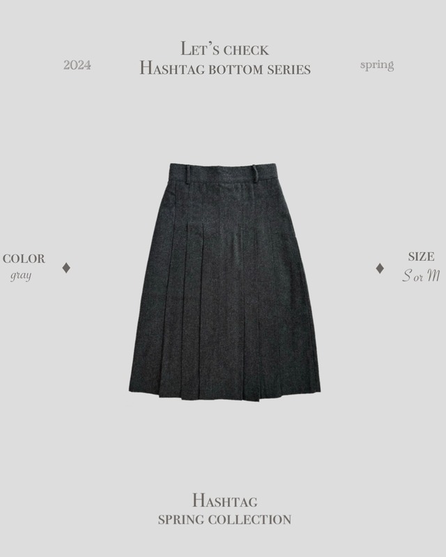【S即納】herringbone medium pleats skirt