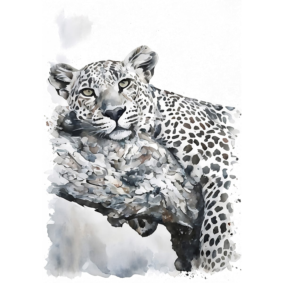 豹　ヒョウ　ひょう　絵　油絵　油彩画 絵画 動物 ヒョウ インテリアアート額付き 水彩画・油絵調