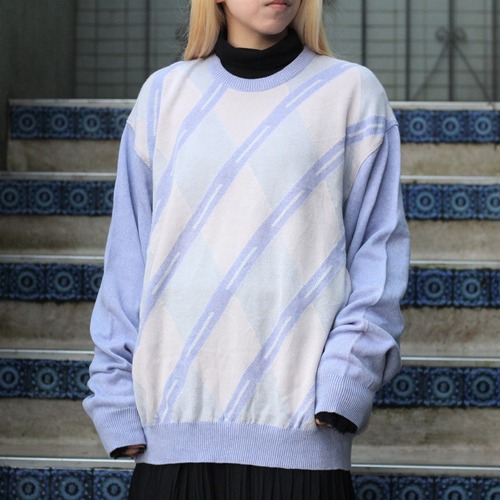 RETRO VINTAGE PASTEL COLOR DESIGN OVER KNIT/レトロ古着パステルカラーデザインオーバーニット