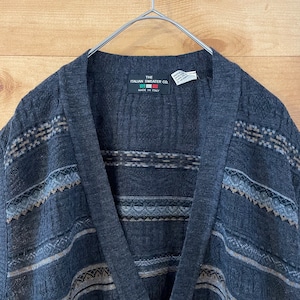 【ITALIAN SWEATER】イタリア製 ベスト 前開き 柄物 柄ライン ITALY EU古着 ヨーロッパ古着