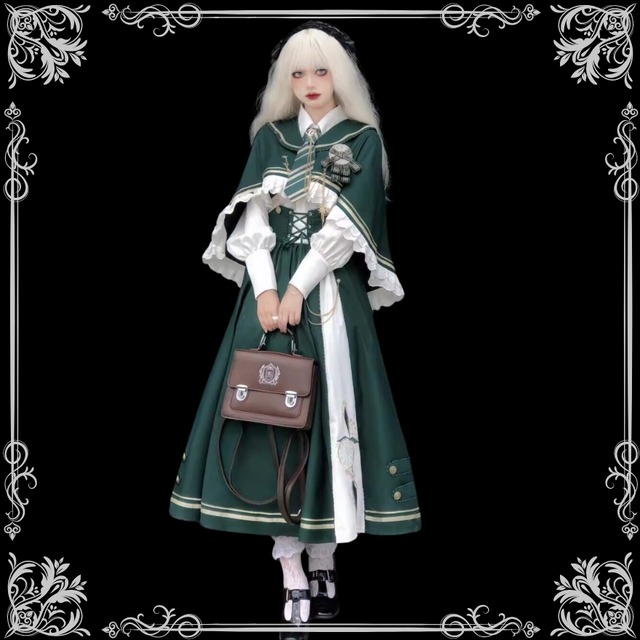 クラロリ セットアップ ケープ シャツ スカート レトロ スリット入り ロングスカート｜天使と悪魔