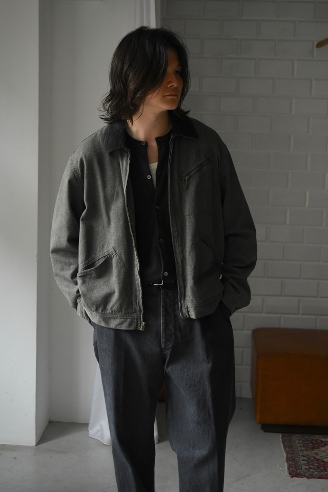 A.PRESSE / Vintage Black Chambray Work Jacket (Gray)