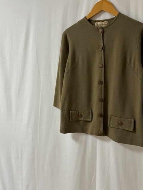 1960's Crew Neck No Collar Knit Jacket