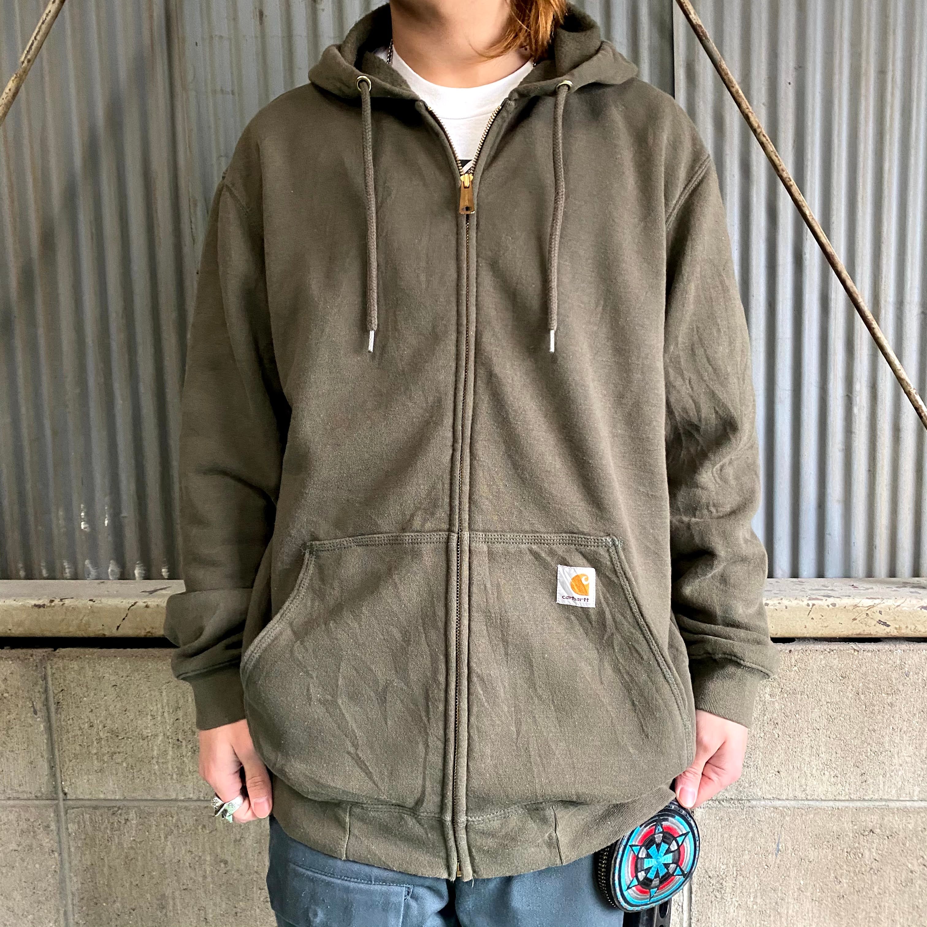 Carhartt カーハート ワンポイントロゴ スウェット フルジップパーカー メンズM 古着 裏起毛 カーキ オリーブグリーン【パーカー】 |  cave 古着屋【公式】古着通販サイト powered by BASE