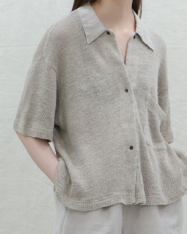 1990s summer knit wide shirt