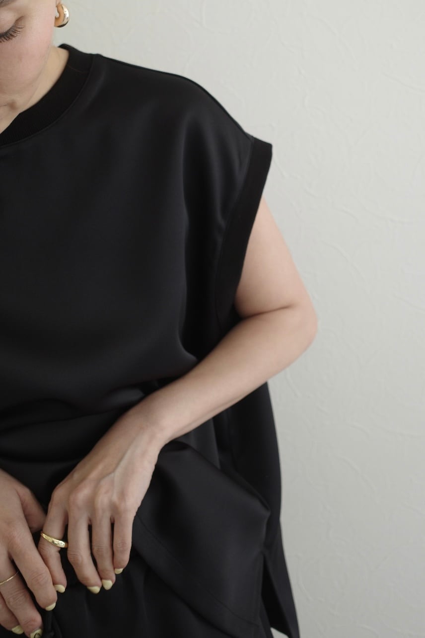 rib satin pullover (black)