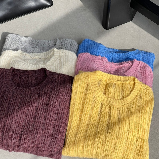 sheer stripe knit pullover J00027