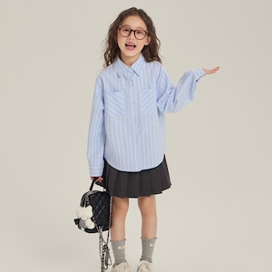 秋水色ストライプTシャツ