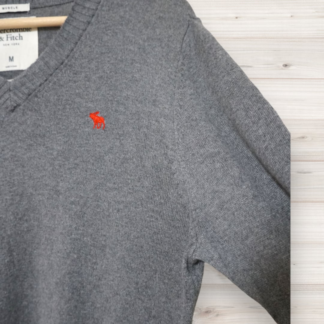 Abercrombie&fitch カシミア混 Vネックセーター グレー アバクロ Abercrombie&fitch カシミア混 Vネックセーター グレー アバクロ