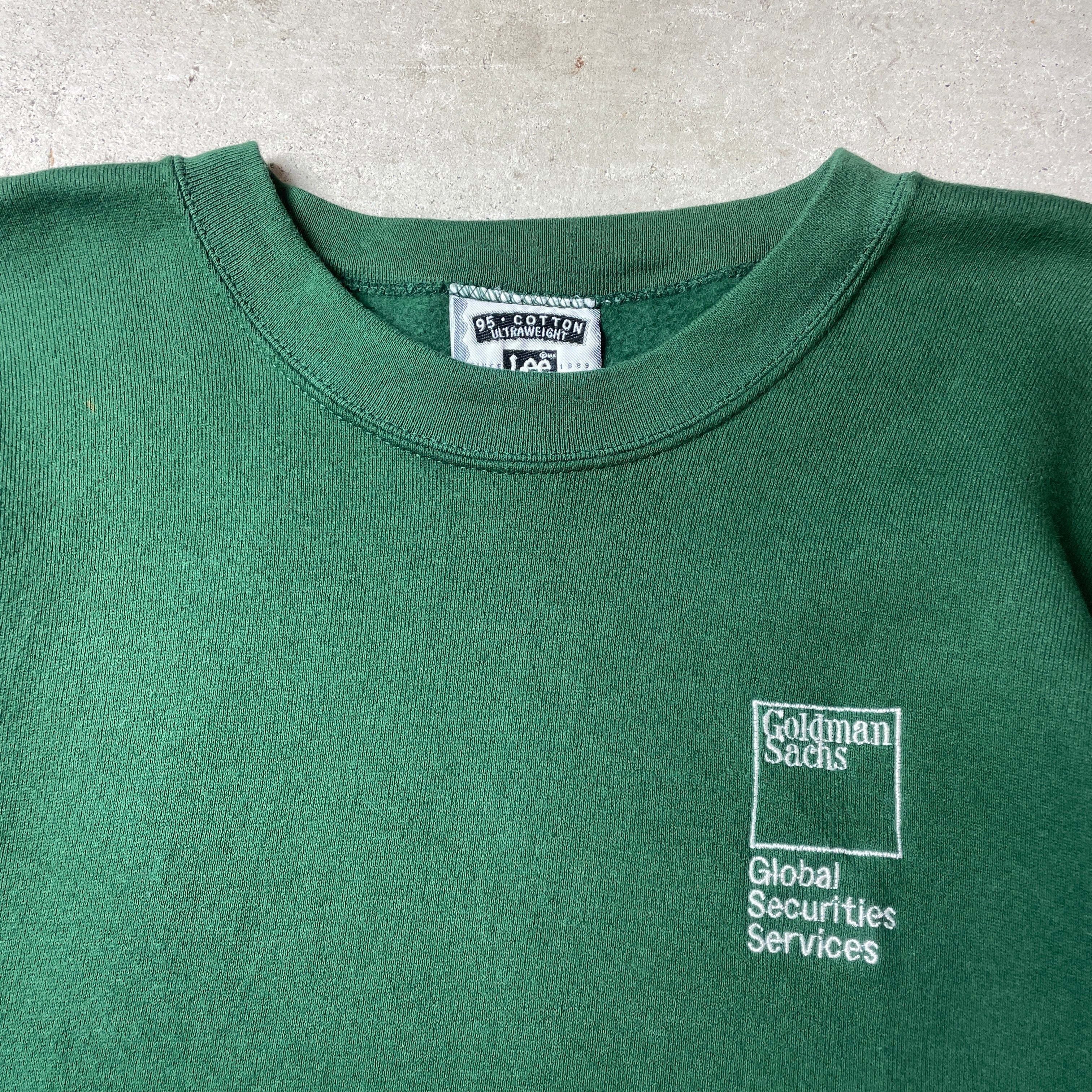 90年代 USA製 Goldman Sachs ゴールドマン・サックス 企業ロゴ刺繍 スウェットシャツ メンズXL 古着 90s ビンテージ  ヴィンテージ トレーナー グリーン 緑【スウェット】 | cave 古着屋【公式】古着通販サイト