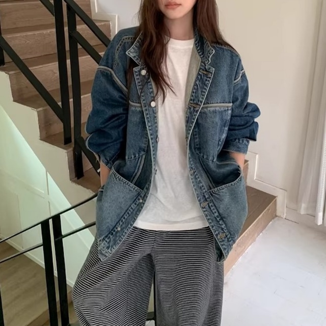 コントラストパネルリバーシブルデニムジャケット 1col   R01831