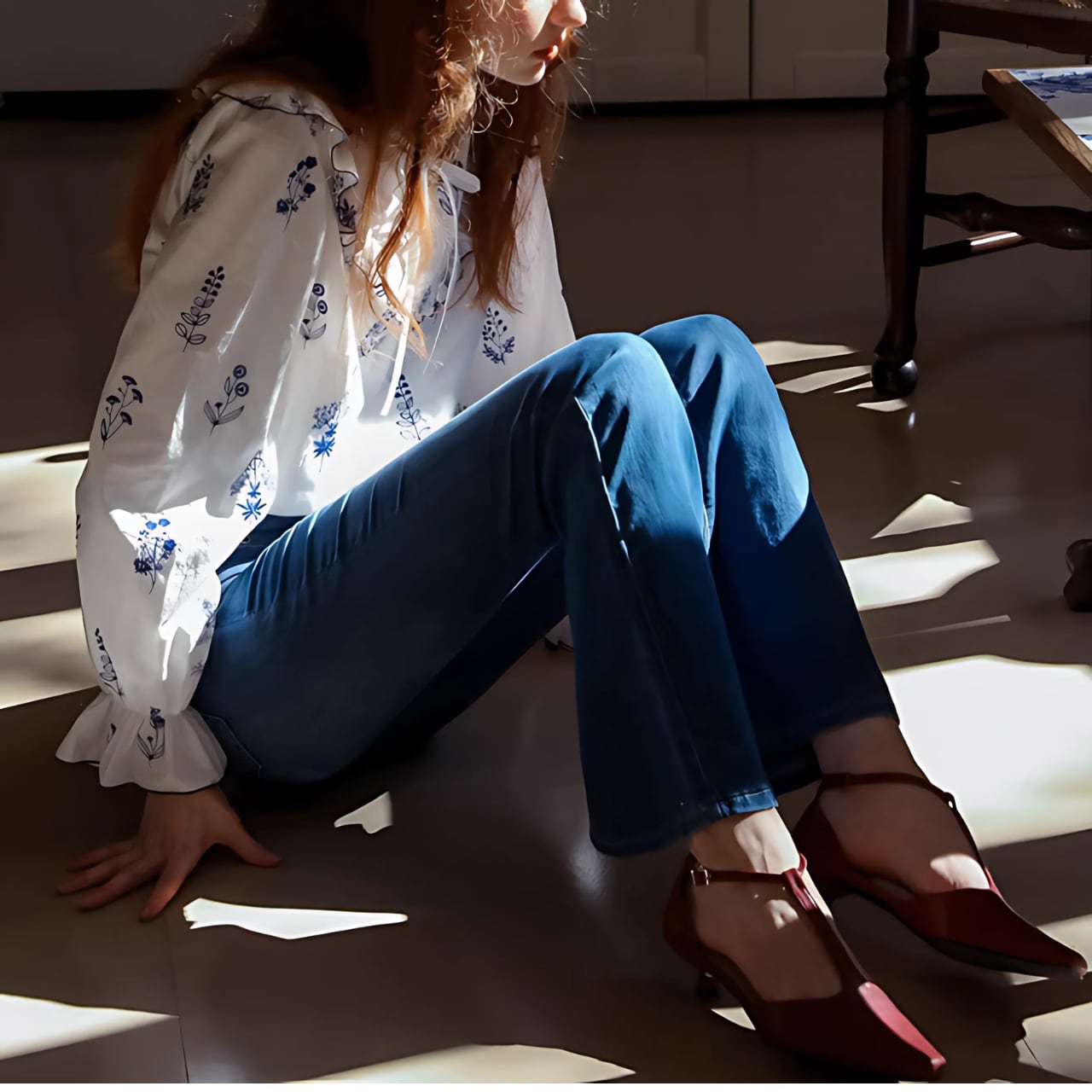 Blue Flower Memorial Shirt F0079