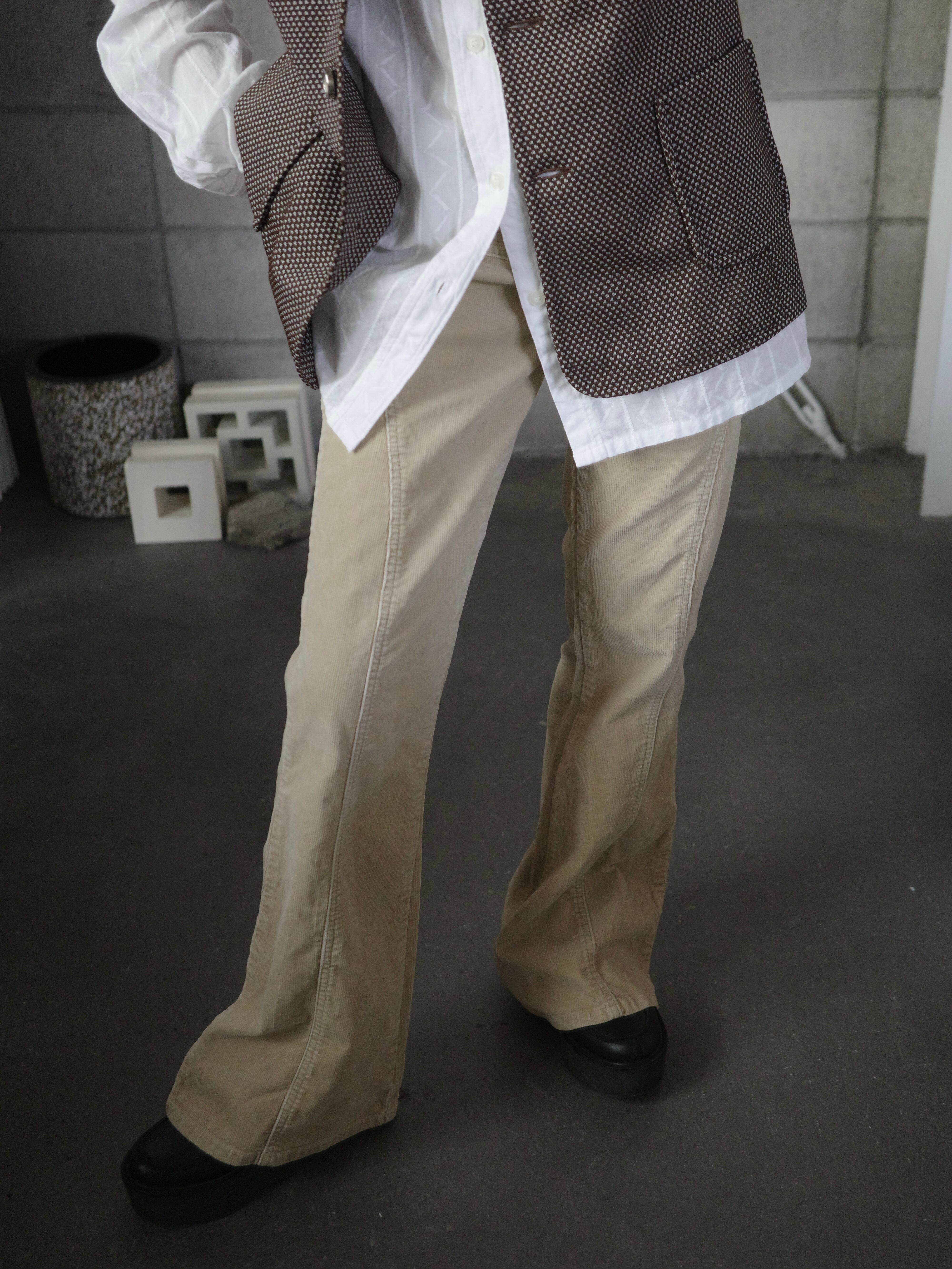 <vintage>corduroy line flare pants