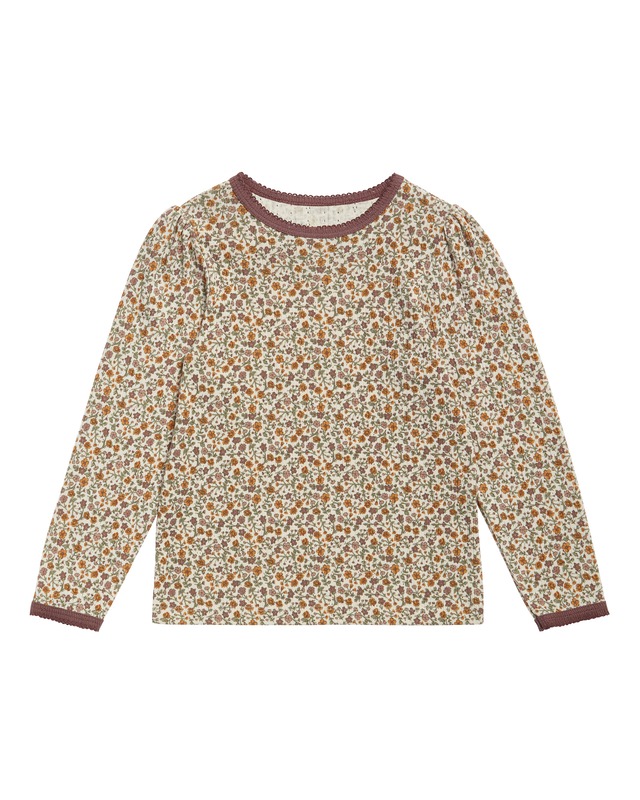 送料無料 Little cotton clothes/Organic Pointelle T-shirt - Prairie Floral