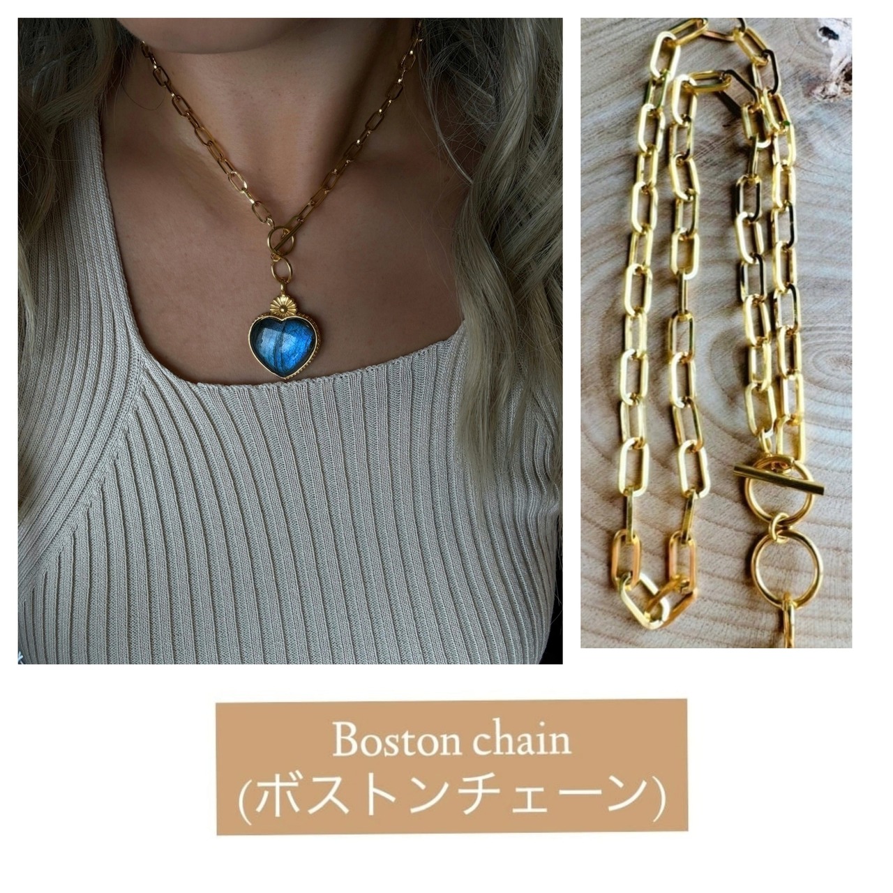 Flower×Labradorite Necklace(マダガスカル産セミオーダーフラワー×ラブラドライトネックレス)