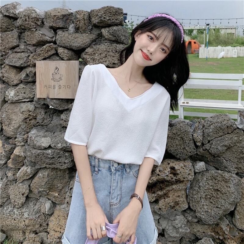 Tシャツ スリーブサマー薄手ルーズホワイトトップス 夏物 1号婦人44073455574