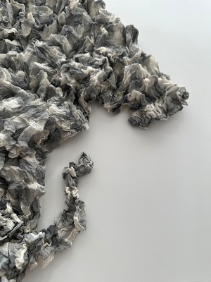 ISSEY MIYAKE WHITE LABEL　CRINKLED CHECK BLOUSE