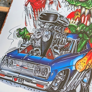 送料無料!ちょうどいいブリキ看板 【 RAT FINK ( ラットフィンク ) 】 『 CHEVELLE Guts! By... CHEVY 』METAL SIGN / メタルサイン / ブリキ看板 / サインボード / ビンテージ加工〚アメリカン雑貨 アメトイ〛