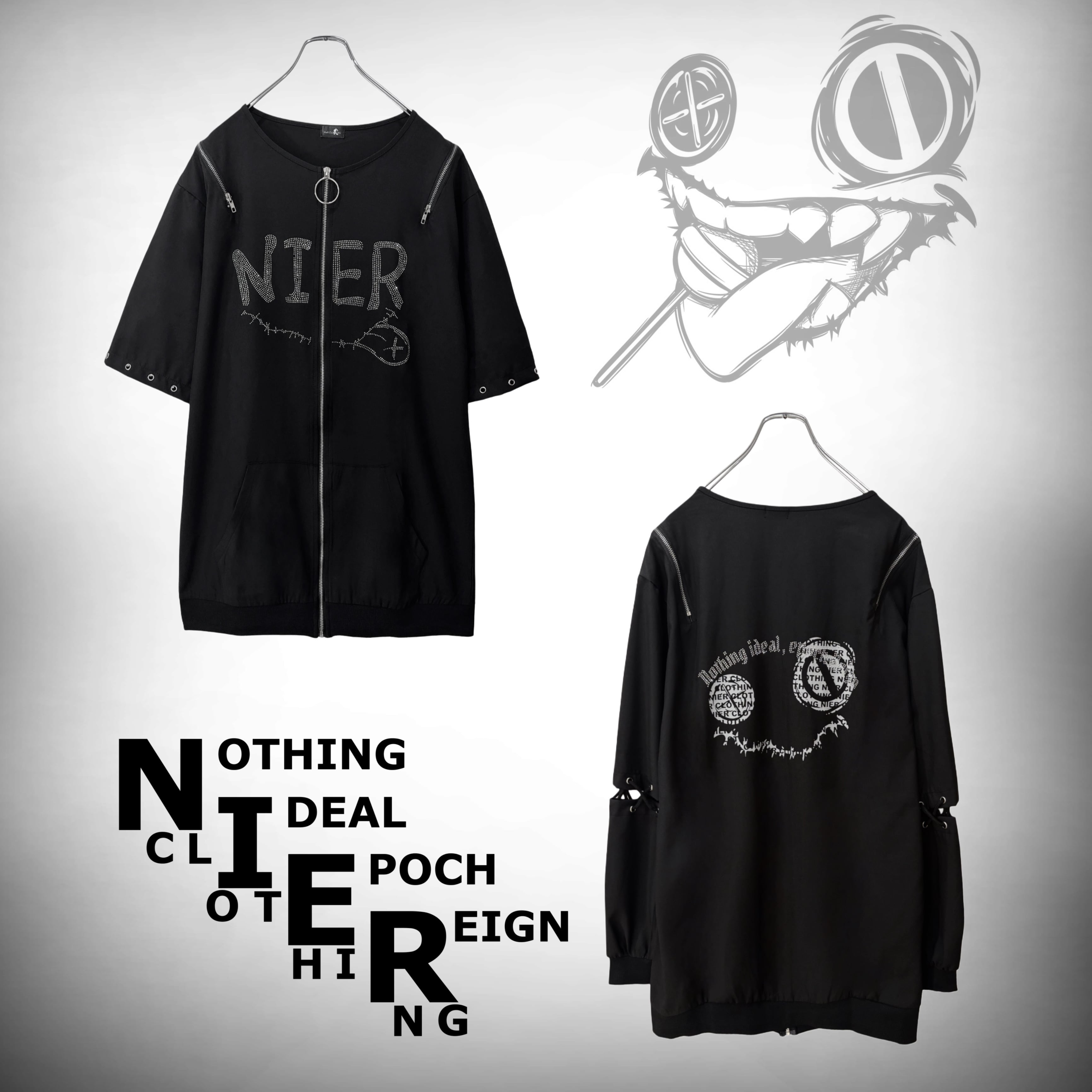 12/13日目玉大特価60%OFF】STONE LOGO 3WAY-STYLE BLACK UNISEX ZIP