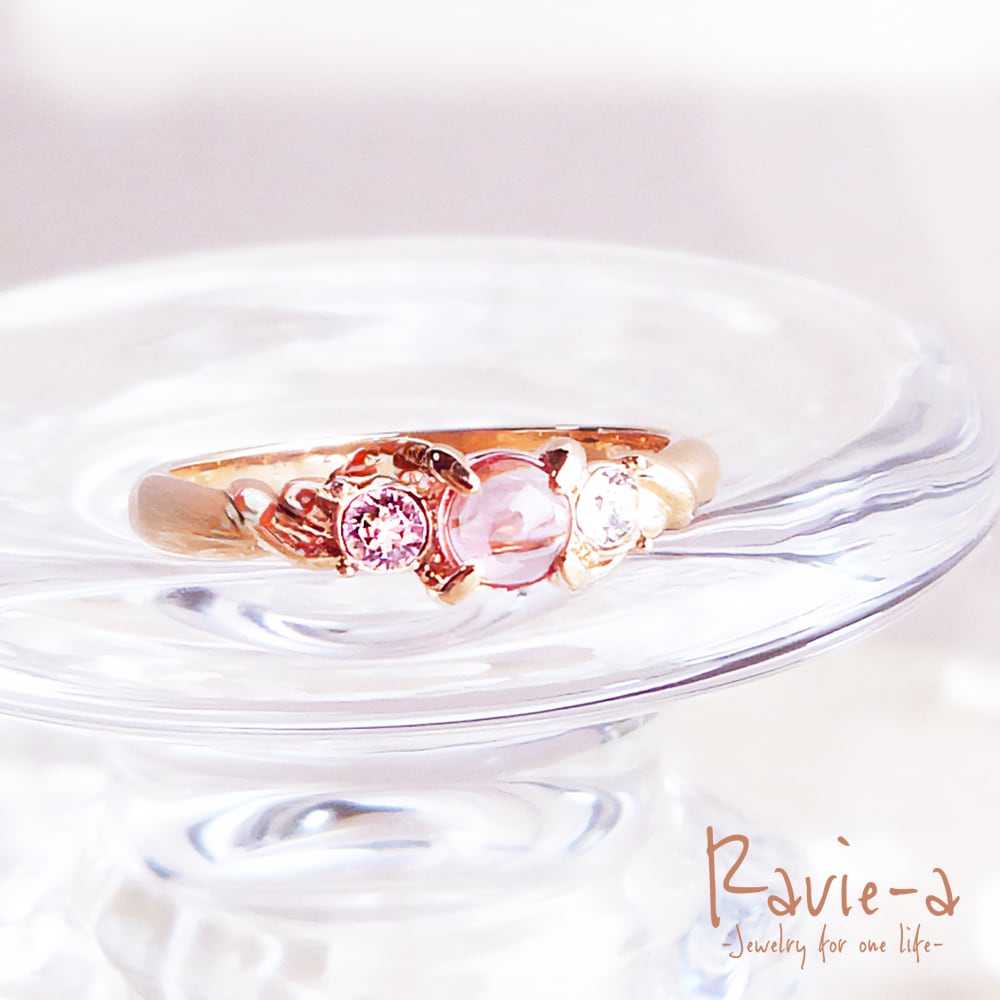 リング 指輪 クリスタル カボション ピンク シルバー925 ぷっくり 透明