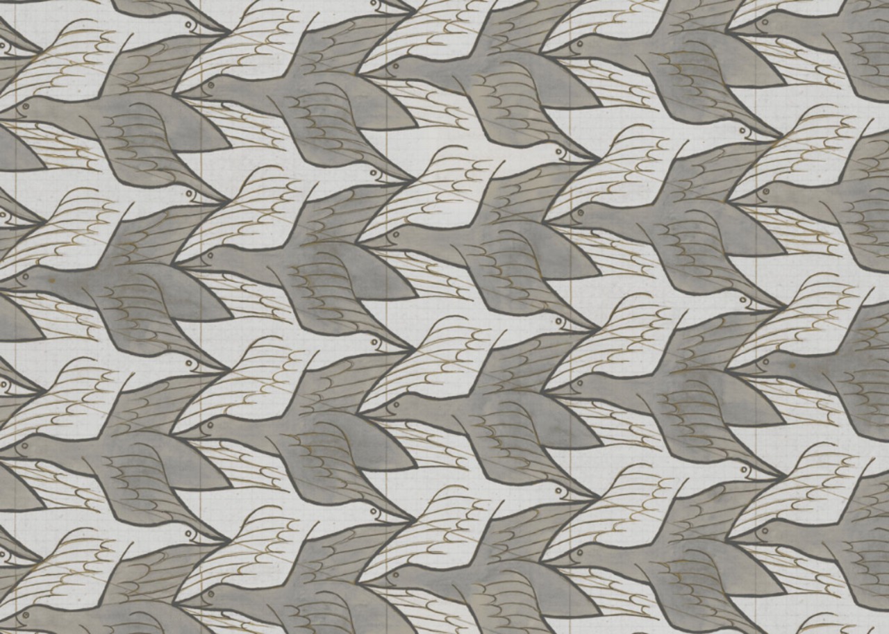 輸入壁紙　M.C.ESCHER　TWO BRIDS