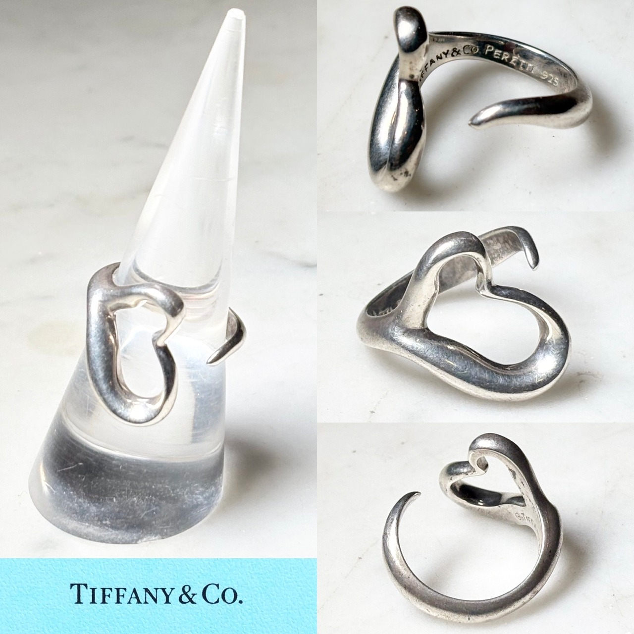 vintage TIFFANY silver “Open Heart” ring (14~15号)