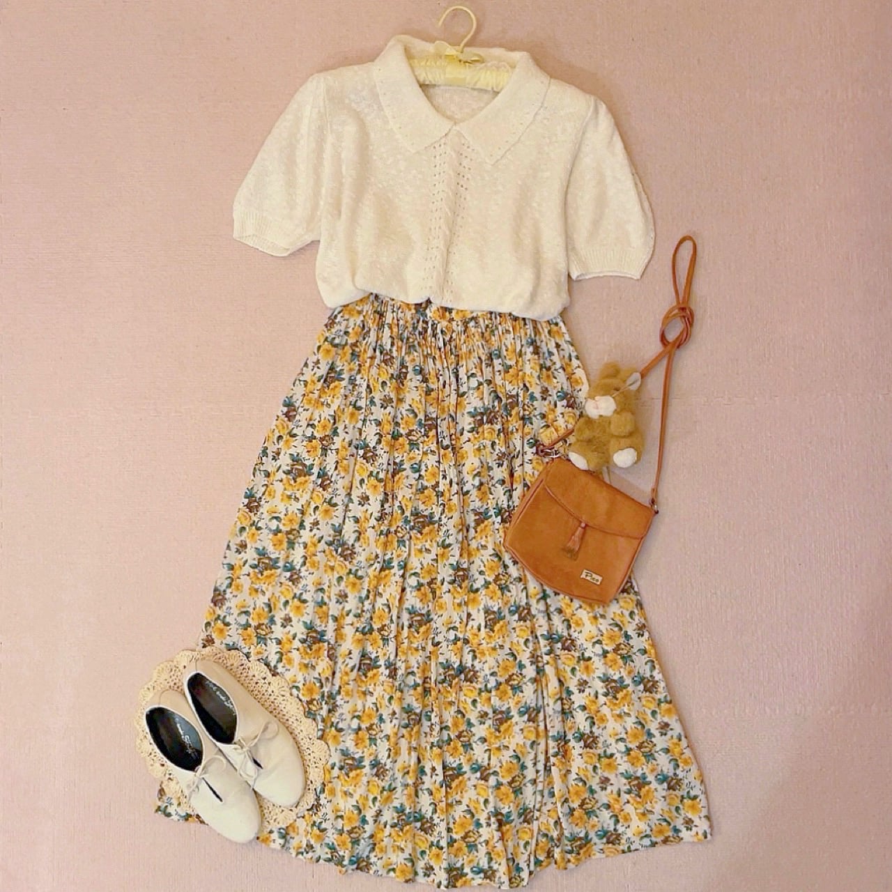 yellow pansy gather skirt