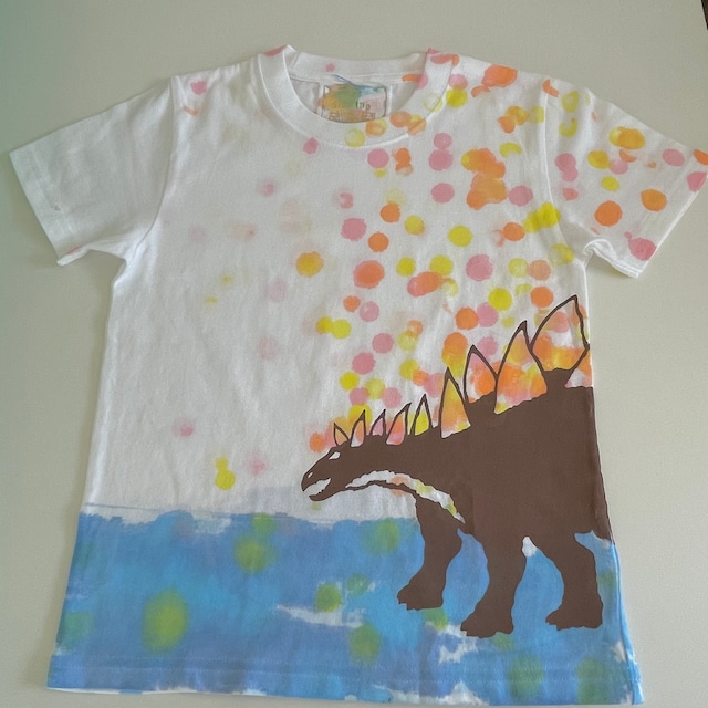 受注制作　kidsTシャツ「ステゴサウルス　バブル」100cm~140対応