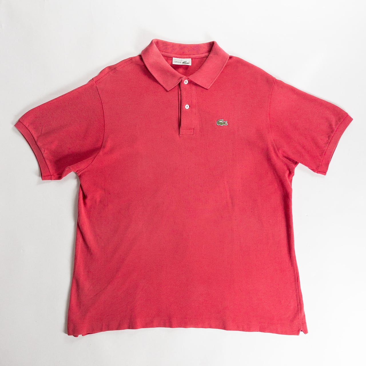 1980s "French LACOSTE" Red Cotton S/S Polo Shirt, Size7
