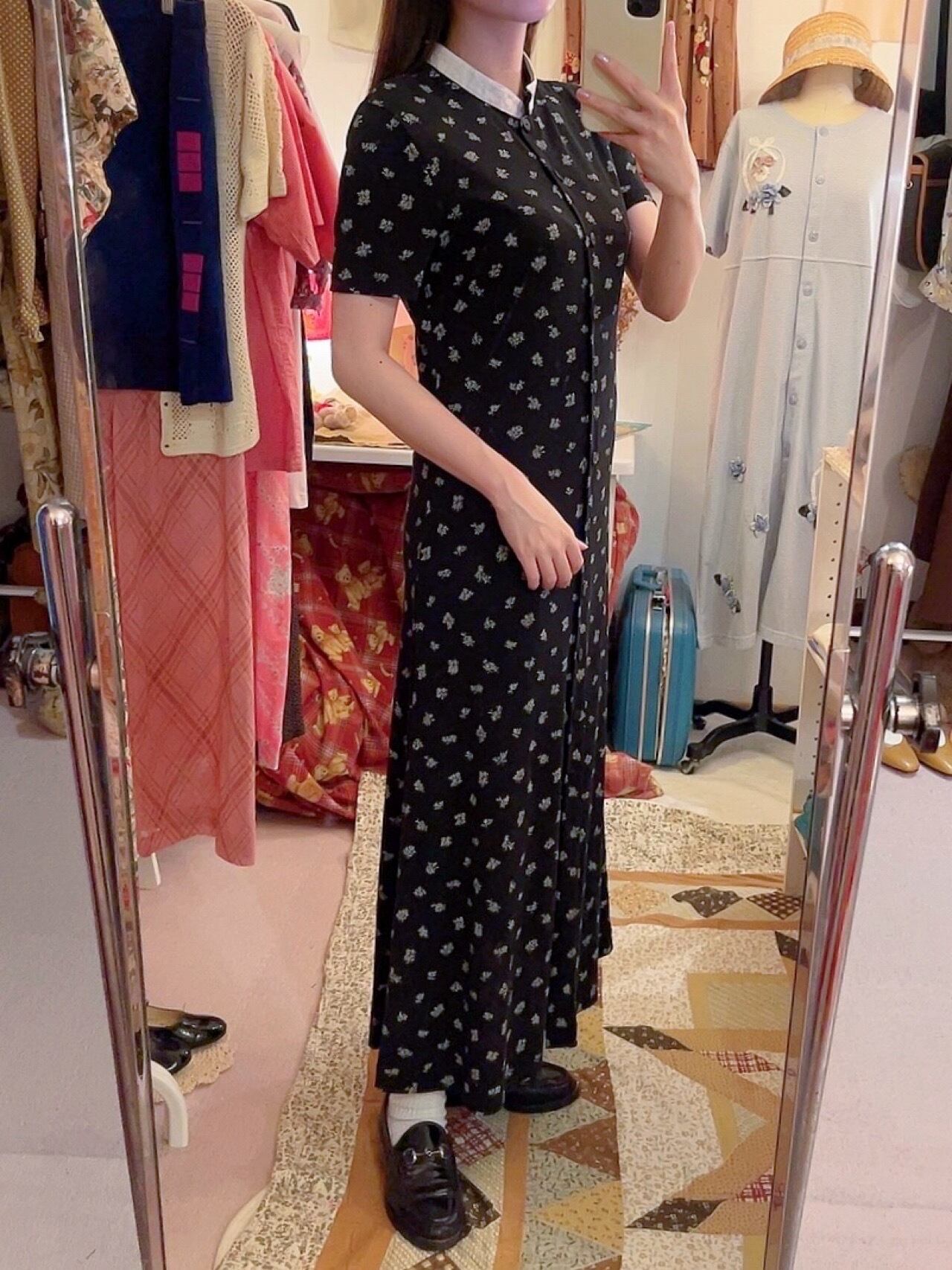 mini rose stand collar one-piece