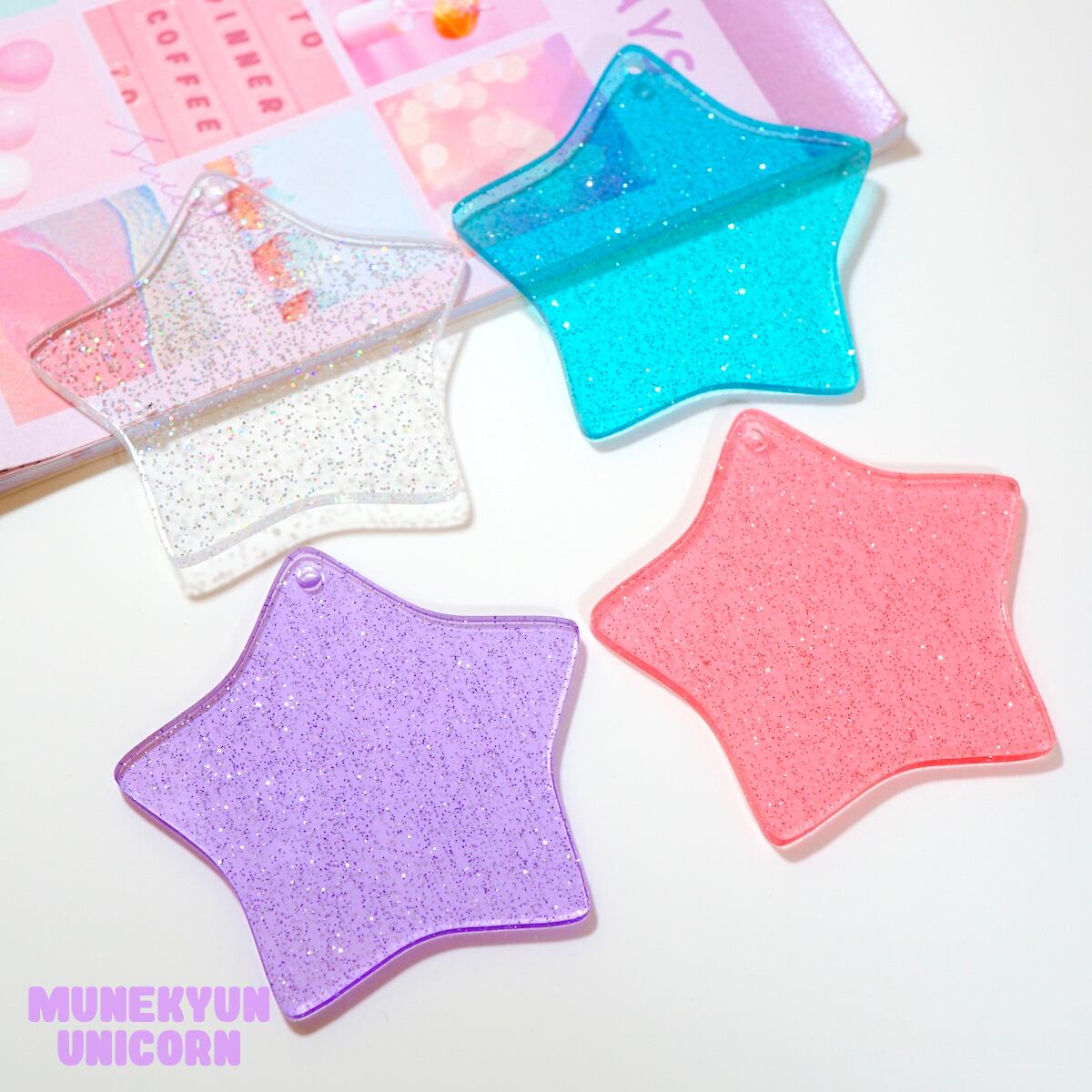 D537【1個/1pc】オリジナル商品 ラメ入り 星 ハート プレート /Own